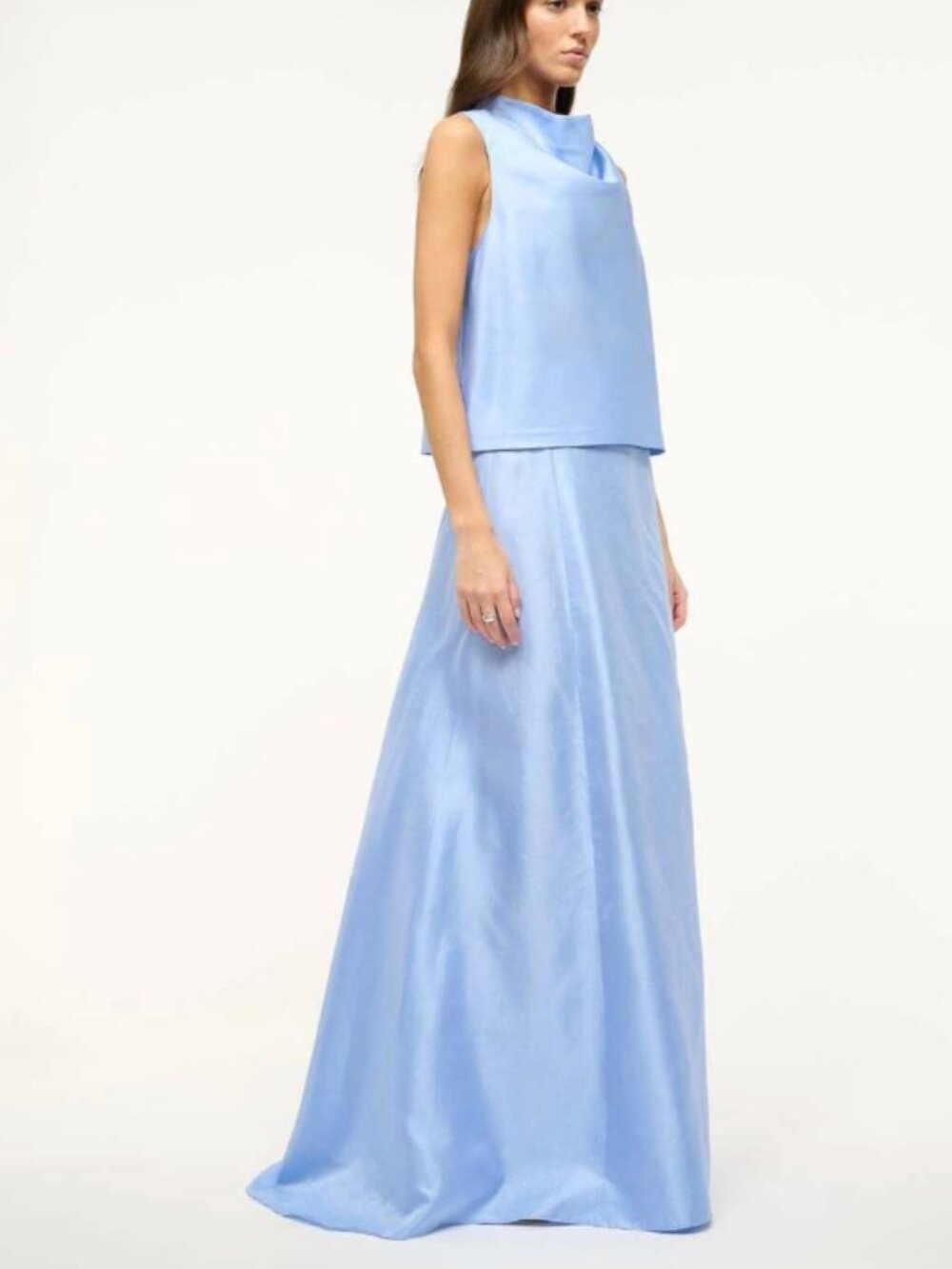 STAUD Vincenzo Maxi Skirt Periwinkle Blue 100% Silk 10 NWT $695 - Picture 3 of 7
